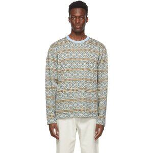 Stussy Giza Long Sleeve T-Shirt Jacquard Knit Graphic AOP Crewneck Streetwear M